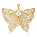14k and White Rhodium Diamond-cut Butterfly Pendant - Image 3
