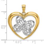 14k and White Rhodium Butterfly in Heart Charm - Image 3