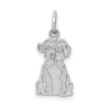 14k White Gold Puppy Charm