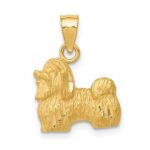 14K Satin Diamond-cut Shih Tzu Dog Pendant