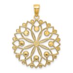 14k and White Rhodium Diamond-cut Flower Pendant - Image 3