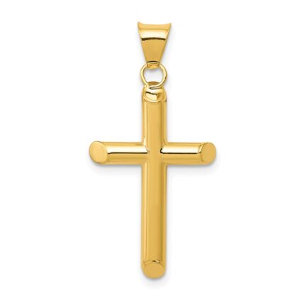 14k 3-D Polished Hollow Cross Pendant