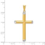 14K and White Rhodium 3-D Hollow Diamond-cut Cross Pendant - Image 3