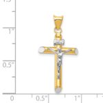 14K Two-Tone and White Rhodium Inri Crucifix Pendant - Image 3