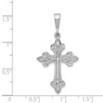 14k White Gold Fleur de Lis Cross Pendant - Image 4