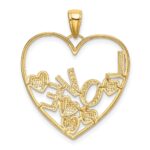 14K and White Rhodium LOVE and Floating Hearts Pendant - Image 3