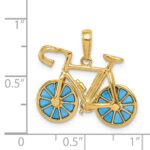 14K 3-D Blue Enameled Bicycle with Moveable Wheels Pendant - Image 4