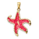 14K Pink Enameled Starfish Pendant - Image 3