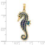 14K 3-D Blue Enameled Seahorse Pendant - Image 3