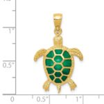 14K Green Enameled Sea Turtle Pendant - Image 4