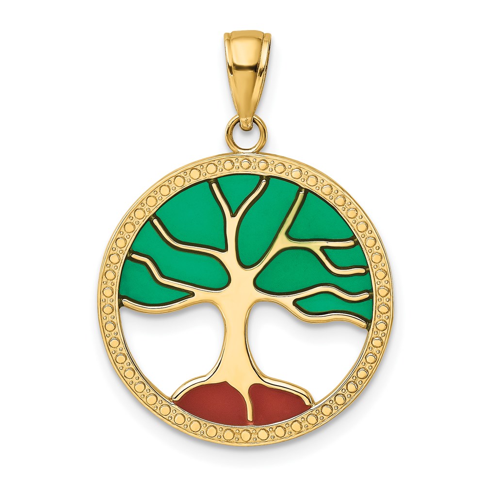 K4271.jpg 14K Enameled Tree of Life Pendant - Image 1