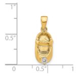 14k 3-D April/Clear Synthetic Stone Engravable Baby Shoe Charm - Image 4
