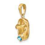 14k 3-D December/Blue Synthetic Stone Engravable Baby Shoe Charm - Image 5