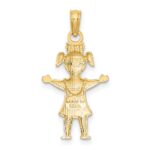 14k Solid Polished Girl with Pig-Tails Charm - Image 4
