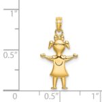 14k Solid Polished Girl with Pig-Tails Charm - Image 3