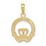 14k Flat-Backed FRIENDSHIP LOVE LOYALTY Claddagh Pendant - Image 4