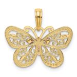 14k Two-tone with White Rhodium Diamond-cut Butterfly Pendant - Image 3