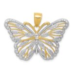 14k and White Rhodium Filigree Butterfly Pendant