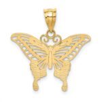 14k and White Rhodium Diamond-cut Butterfly Pendant - Image 4