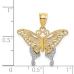 14k and White Rhodium Diamond-cut Butterfly Pendant - Image 3