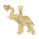 14k Two-tone with White Rhodium Elephant with Heart Pendant - Image 3