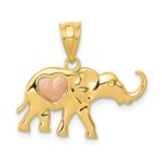 14k Yellow and Rose Gold Elephant with Heart Charm