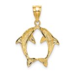14k Two Dolphins Pendant - Image 3