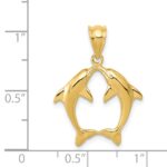 14k Two Dolphins Pendant - Image 4