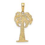14K and White Rhodium Polished And Textured Palm Tree Pendant - Image 3