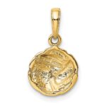 14K Solid Polished Domed Open-Back Volleyball Charm - Image 3