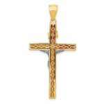 14k Two-tone INRI Hollow Crucifix Pendant - Image 4