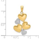 14K and White Rhodium Polished Hearts Pendant - Image 4