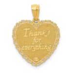 14K Reversible FOR MY MOM / THANKS FOR EVERYTHING Heart Pendant - Image 3