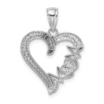 14K White Gold MOM Heart Charm - Image 3