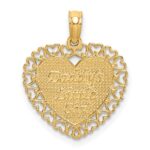 14K Gold Polished DADDYS LITTLE GIRL Textured Heart Charm