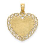 14K Gold Polished DADDYS LITTLE GIRL Textured Heart Charm - Image 4