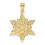 14k Two-tone Polished and Textured 2-Level Snowflake Pendant - Image 3