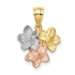 14k Tri-Color Plumeria Flower Pendant - Image 3