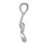 14k Yellow Gold Dipped in White Rhodium Satin Diamond-cut Plumeria Charm - Image 2