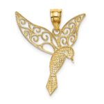 14k Polished Hummingbird with Filigree Wings Pendant - Image 3