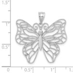 14k White Gold Polished Large Filigree Butterfly Pendant - Image 3