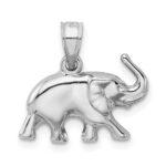 14k White Gold 3-D Polished Elephant Pendant - Image 3
