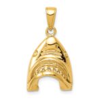 14K Gold Polished 2-D Jaws Shark Head Mouth Opens Pendant - Image 3