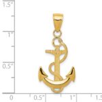 14k Polished Anchor with Textured Rope Pendant - Image 4