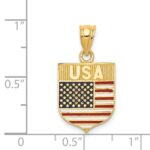 14k Enameled USA Flag Shield Pendant - Image 4