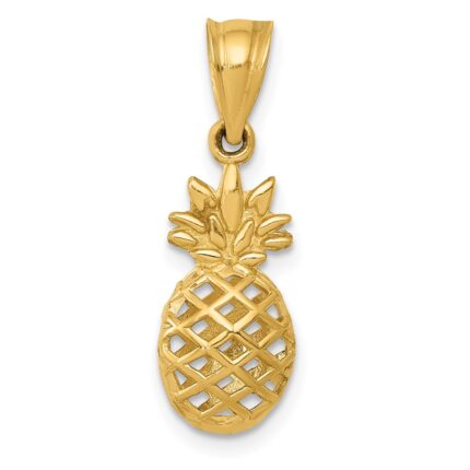 14k Polished 3-D Pineapple Pendant