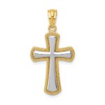 14k and White Rhodium Polished Cross Pendant