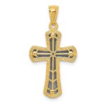 14k and White Rhodium Polished Cross Pendant - Image 4