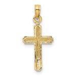14K Polished Cross With Striped Border Pendant - Image 3