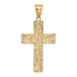 14K Polished Textured Nugget Style Cross Pendant - Image 4
